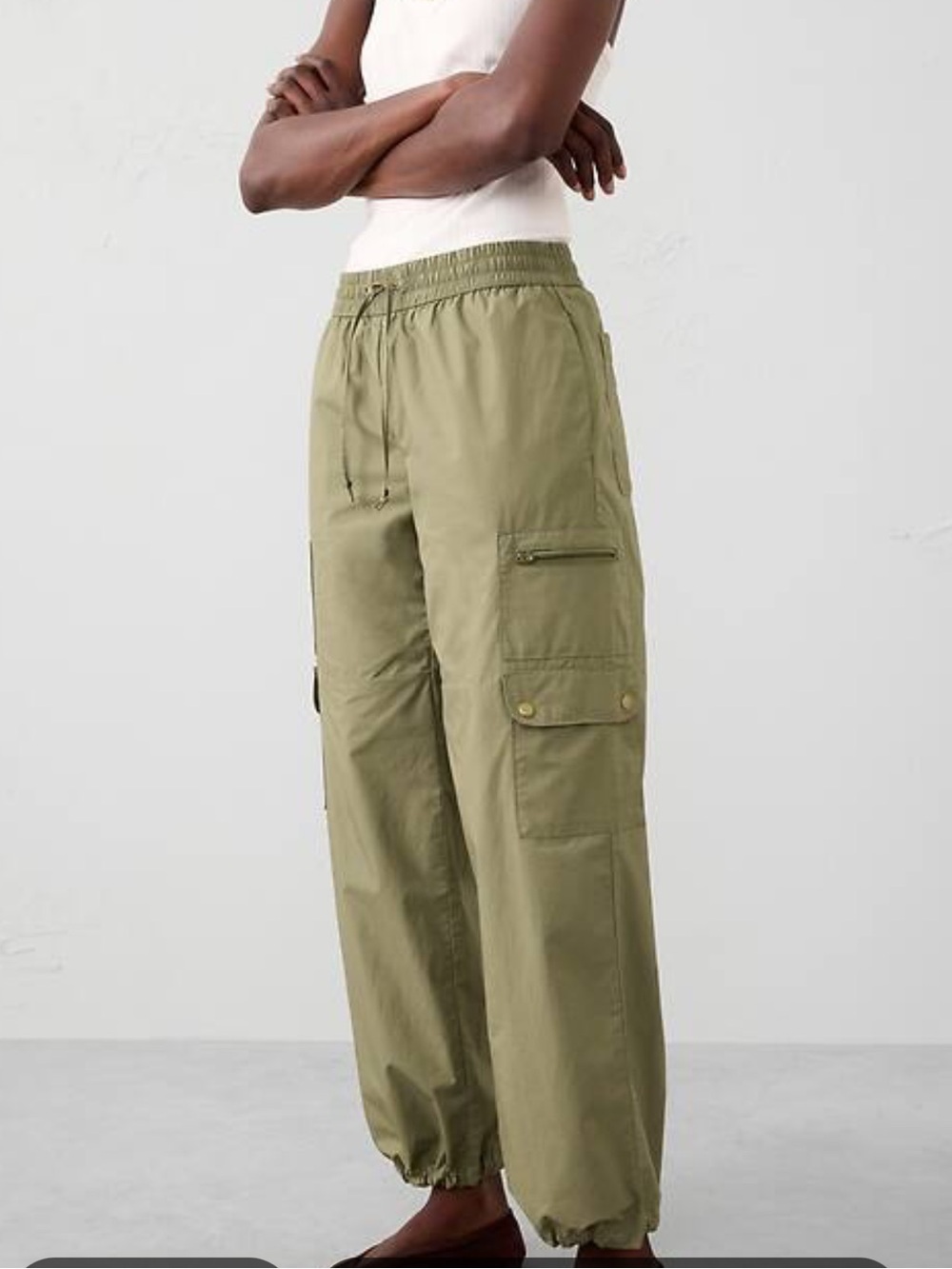 Vici Mayblac Cargo Parachute Pants in olive green